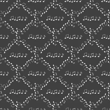Music elements notes web icon. flat design. Seamless gray pattern. イラスト素材