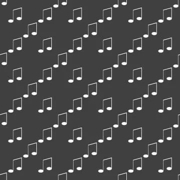Music elements notes web icon. flat design. Seamless gray pattern. 库存插图
