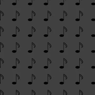 Music elements notes web icon. flat design. Seamless gray pattern. イラスト素材
