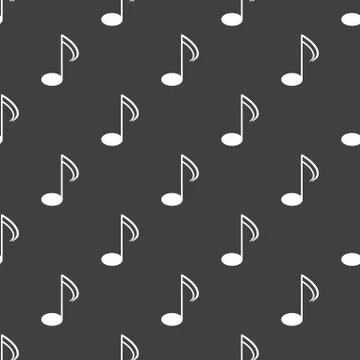 Music elements notes web icon. flat design. Seamless gray pattern. 스톡 일러스트