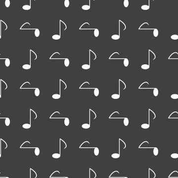 Music elements notes web icon. flat design. Seamless gray pattern. Illustrazione stock