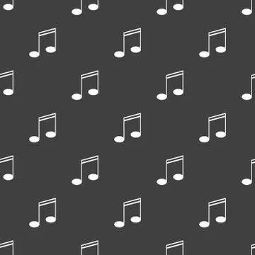 Music elements notes web icon. flat design. Seamless gray pattern. イラスト素材