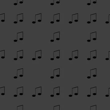 Music elements notes web icon. flat design. Seamless gray pattern. Illustrazione stock