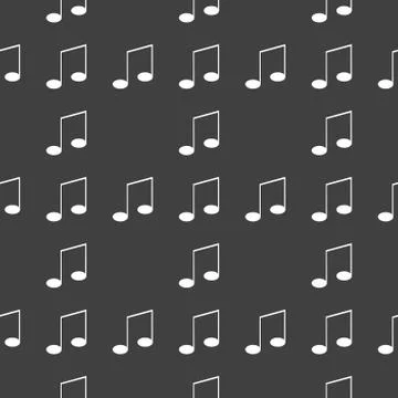 Music elements notes web icon. flat design. Seamless gray pattern. イラスト素材