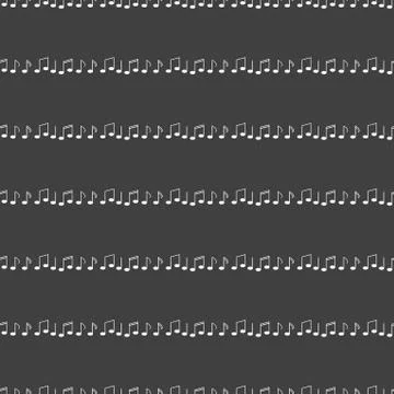 Music elements notes web icon. flat design. Seamless gray pattern. 스톡 일러스트