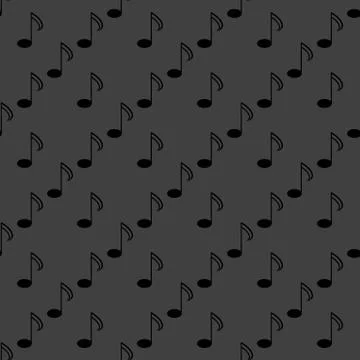 Music elements notes web icon. flat design. Seamless gray pattern. 스톡 일러스트