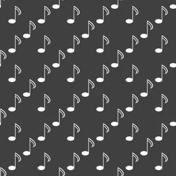 Music elements notes web icon. flat design. Seamless gray pattern. 스톡 일러스트