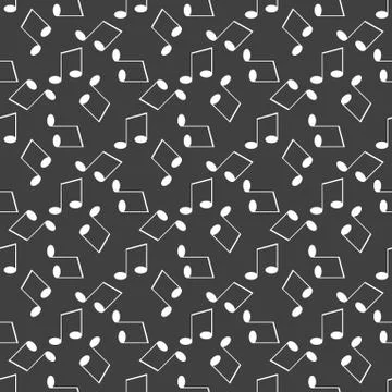 Music elements notes web icon. flat design. Seamless gray pattern. 스톡 일러스트