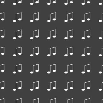 Music elements notes web icon. flat design. Seamless gray pattern. 스톡 일러스트
