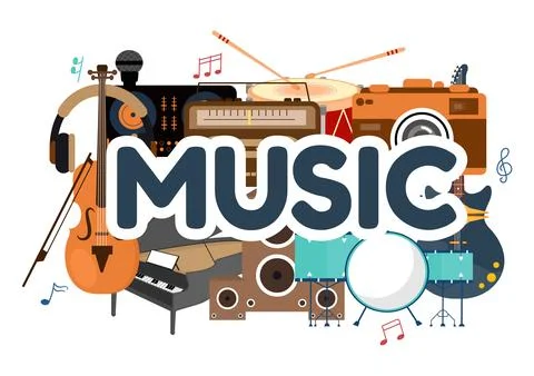 Music Elements Vector Illustration with Various of Note and Musical Instrum.. Illustrazione stock