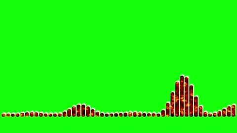 Music equalizer, bands with white shadow, with animation inside red fire Stock Footage 159016136