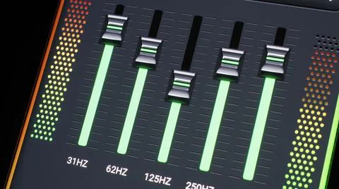Music Equalizer bar. Audio waveform equalizer on screen black background. Stock Illustration