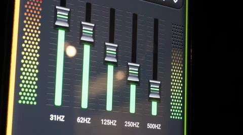 Music Equalizer bar. Audio waveform equalizer on screen black background. Stock Illustration