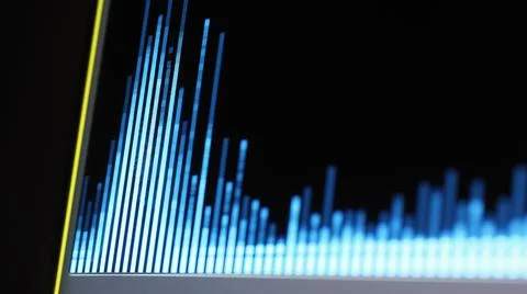 Music Equalizer bar. Audio waveform equalizer on screen black background. Stock Photos