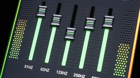 Music Equalizer bar. Audio waveform equalizer on screen black background. 스톡 사진