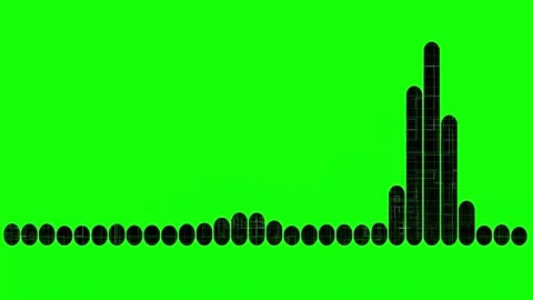 Music equalizer, black on green background, stripes, with animation of squar Stock Footage 159016155