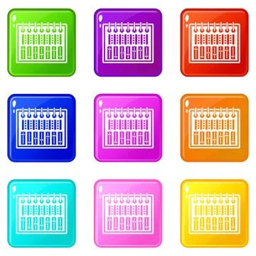 Music equalizer console icons 9 set Illustrazione stock