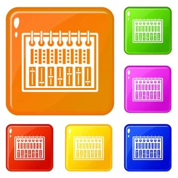 Music equalizer console icons set vector color イラスト素材