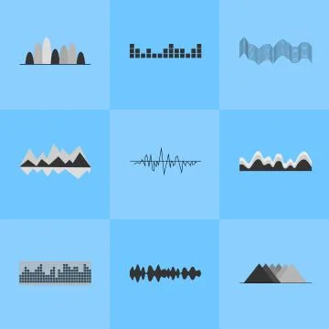 Music Equalizer Interface Set of Nine Icons イラスト素材