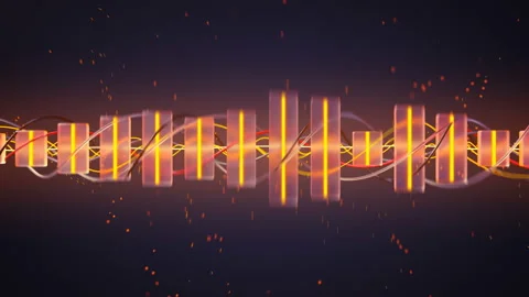 Music equalizer with rippling lines seamless loop 3D render animation Stock Footage 120546436