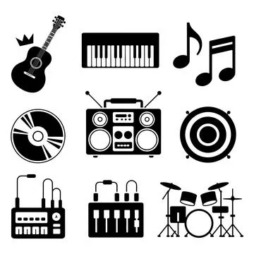 Music Equipment Vector Icon Set Stock Illustration
