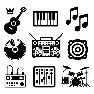 Music Equipment Vector Icon Set Stock Illustration