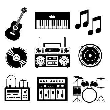 Music Equipment Vector Icon Set Stock Illustration