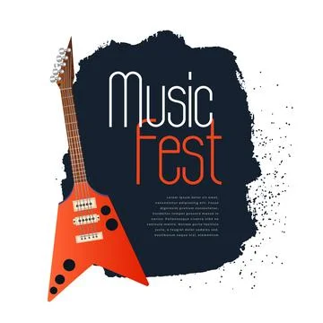 Music fest concept background with electronic guitar Stock Illustration