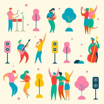 Music fest set Stock Illustration