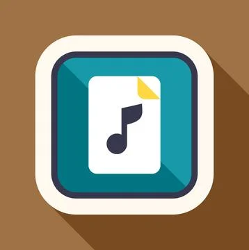 Music file document icon receiving long shadow design Stock Illustration