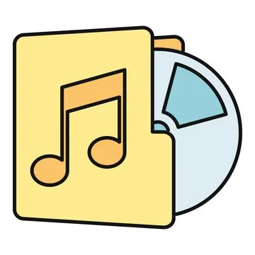 Music file folder with compact disc icon Illustrazione stock