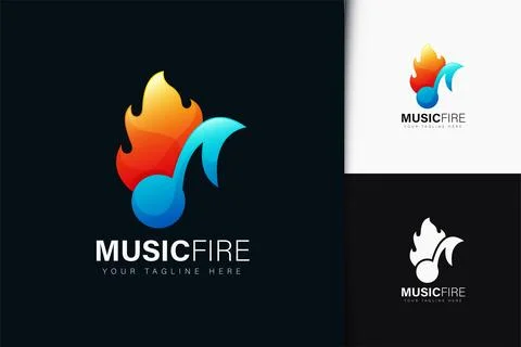 Music fire logo design with gradient Stock Illustration