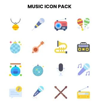Music Flat Graphics Icons Pack Stock Illustration