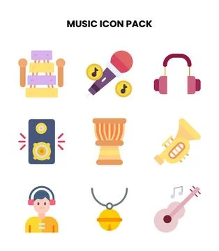 Music Flat UI Icons Pack Stock Illustration