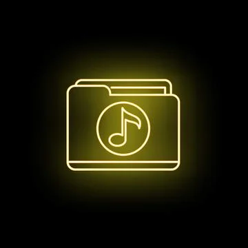 Music folder glowing neon data storage icon Stockillustratie