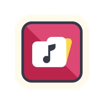 Music folder icon with sound note flat design 库存插图