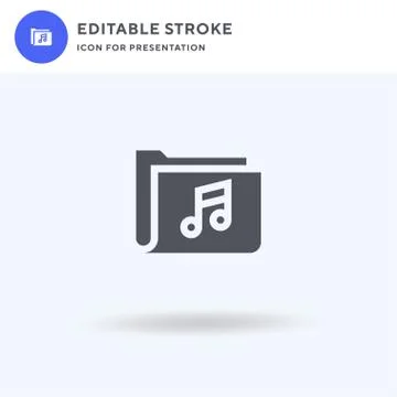 Music Folder icon vector, filled flat sign, solid pictogram isolated on white Illustrazione stock
