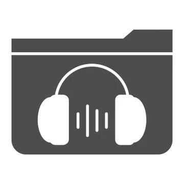 Music folder solid icon. Media vector illustration isolated on white. Folder Illustrazione stock