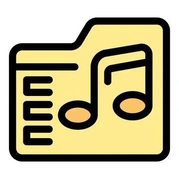Music folder storing audio files with playlist icon Illustrazione stock
