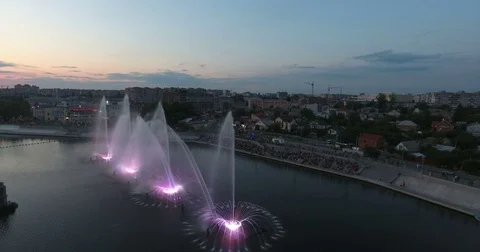 Music Fountain On The River Stock Footage