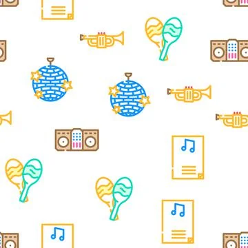 Music Genres Audio Performance vector seamless pattern Stock Illustration