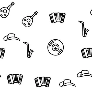 Music Genres Audio Performance vector seamless pattern Stock Illustration