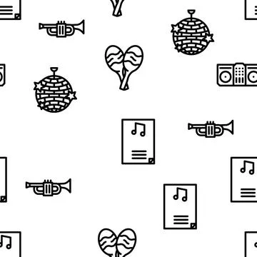 Music Genres Audio Performance vector seamless pattern Stock Illustration