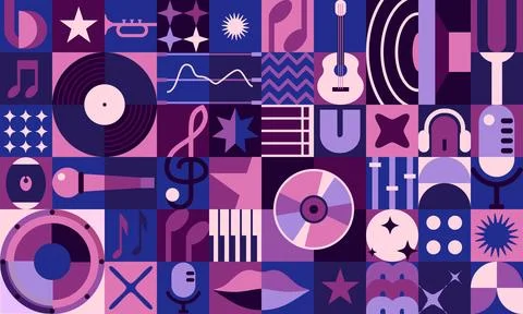 Music geometric abstract pattern poster or banner Stock Illustration