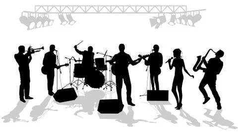 Music group on the stage Stock Illustration