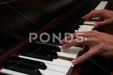 Music hand art black ivory piano white close up Stock Photos