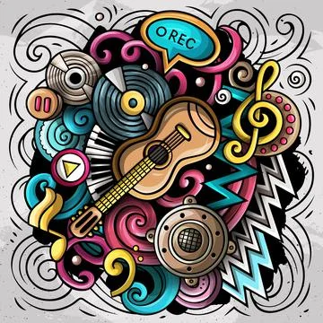 Music hand drawn vector doodles illustration 스톡 일러스트