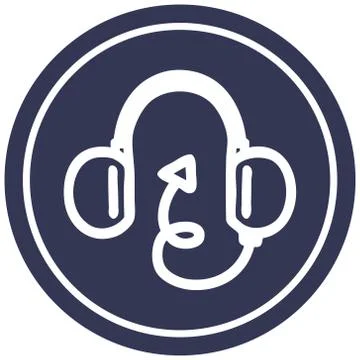 Music headphones with devil tail circular icon Stock Illustration