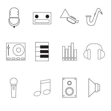 The music icon bundle set vector image Stock Illustration