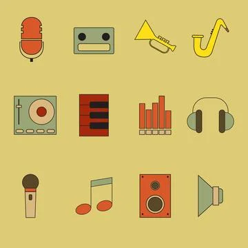 The music icon bundle set vector image Stock Illustration